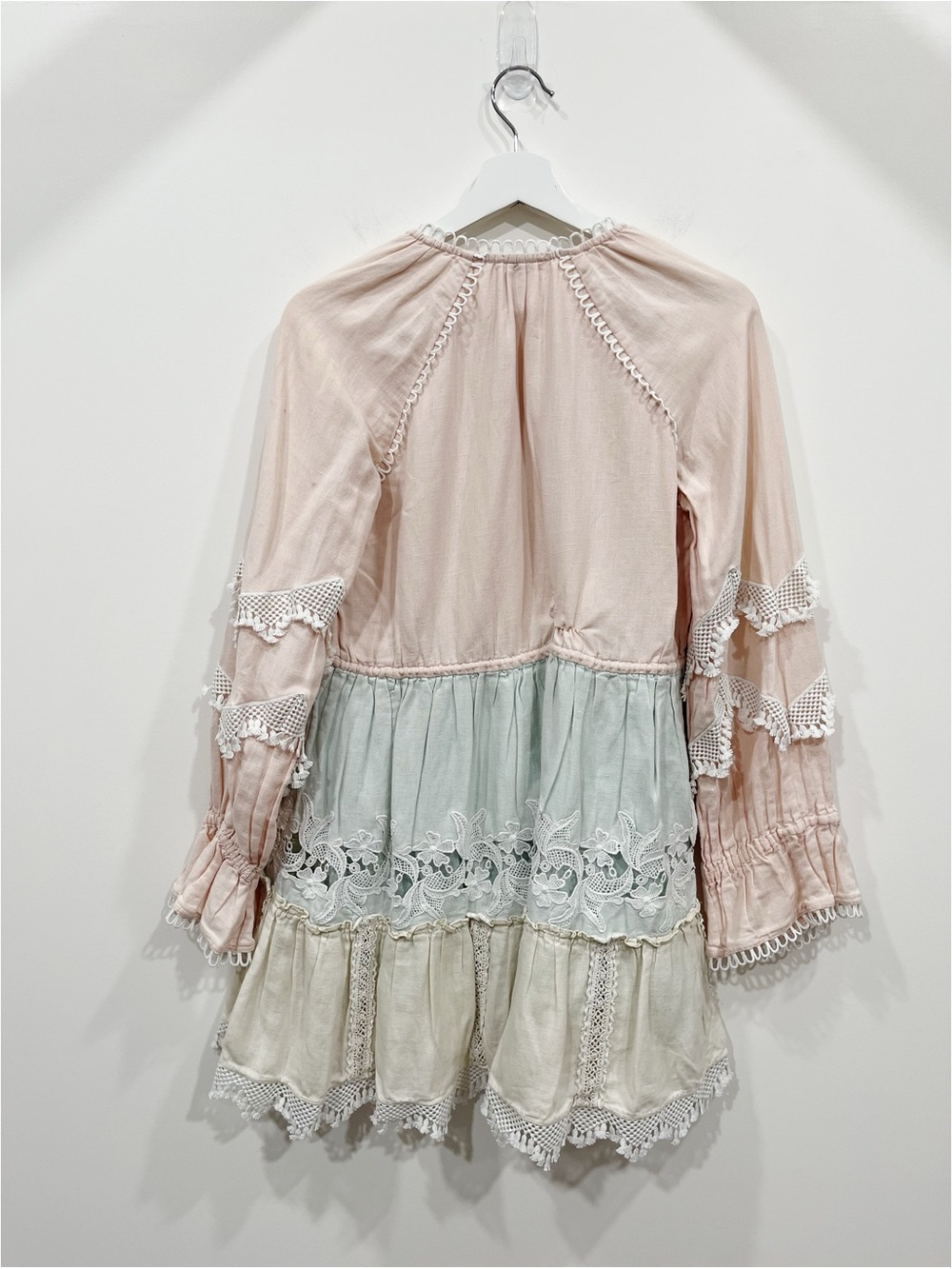 Hemant & Nandita Boho Lace Mini Dress XS Pink Blue Embroidered Tunic - Picture 15 of 15